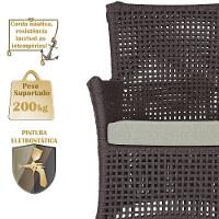 Jogo Sofá 4 Poltronas E Mesa Igapó Preta E3 Trama Original Marrom - 5