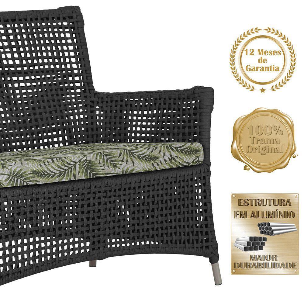 Jogo Sofá 4 Poltronas E Mesa Igapó Fendi E5 Trama Original Preto - 4