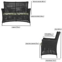 Jogo Sofá 4 Poltronas E Mesa Igapó Fendi E5 Trama Original Preto - 2