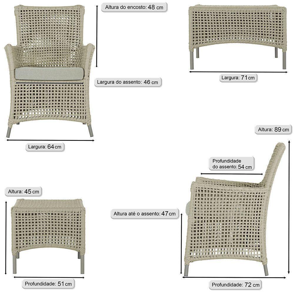 Jogo Sofá 4 Poltronas E Mesa Igapó Fendi E3 Trama Original Rami - 3