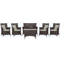 Jogo Sofá 4 Poltronas E Mesa Igapó Marrom E3 Trama Original Marrom - 1