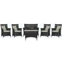 Jogo Sofá 4 Poltronas E Mesa Igapó Preta E3 Trama Original Preto - 1