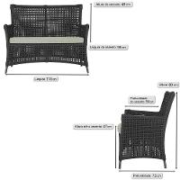 Jogo Sofá 4 Poltronas E Mesa Igapó Preta E3 Trama Original Preto - 2