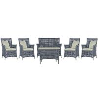 Jogo Sofá 4 Poltronas E Mesa Igapó Fendi E3 Trama Original Prata - 1