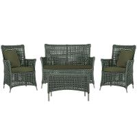 Jogo Sofá 2 Poltronas E Mesa Igapó Fendi E13 Trama Original Verde - 1