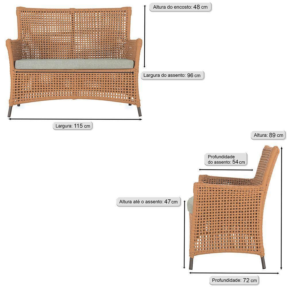 Jogo Sofá 4 Poltronas E Mesa Igapó Marrom E3 Trama Original Terra Cota - 2