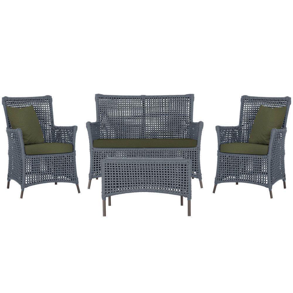 Jogo Sofá 2 Poltronas E Mesa Igapó Marrom E13 Trama Original Prata - 1