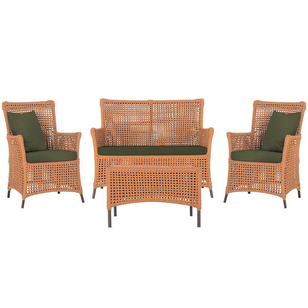 Jogo Sofá 2 Poltronas E Mesa Igapó Marrom E13 Trama Original Terra Cota - 1