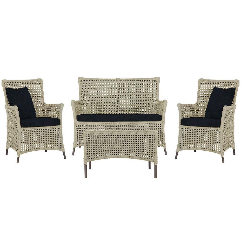 Jogo Sofá 2 Poltronas E Mesa Igapó Marrom E12 Trama Original Rami - 1