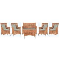 Jogo Sofá 4 Poltronas E Mesa Igapó Fendi E3 Trama Original Terra Cota - 1