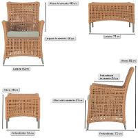 Jogo Sofá 4 Poltronas E Mesa Igapó Fendi E3 Trama Original Terra Cota - 6