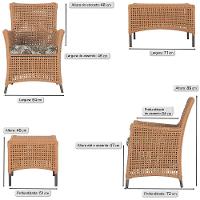 Jogo Sofá 4 Poltronas E Mesa Igapó Marrom E6 Trama Original Terra Cota - 3