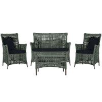 Jogo Sofá 2 Poltronas E Mesa Igapó Marrom E12 Trama Original Verde - 1