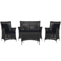 Jogo Sofá 2 Poltronas E Mesa Igapó Fendi E12 Trama Original Preto - 1