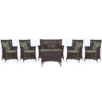 Jogo Sofá 4 Poltronas E Mesa Igapó Marrom E5 Trama Original Marrom - 1