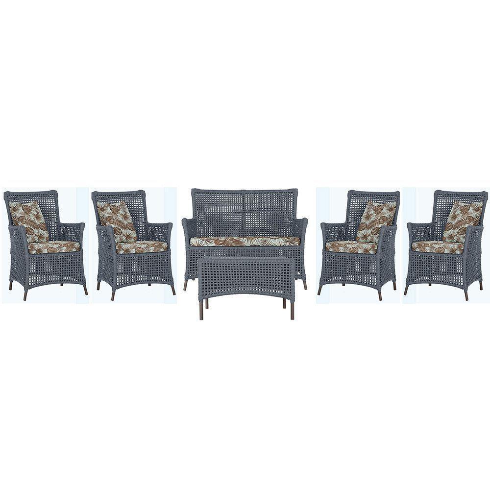 Jogo Sofá 4 Poltronas E Mesa Igapó Marrom E6 Trama Original Prata - 1