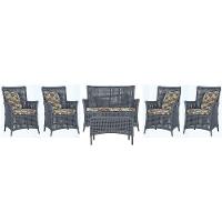 Jogo Sofá 4 Poltronas E Mesa Igapó Marrom E6 Trama Original Prata - 1