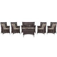 Jogo Sofá 4 Poltronas E Mesa Igapó Fendi E6 Trama Original Marrom - 1