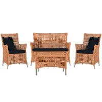 Jogo Sofá 2 Poltronas E Mesa Igapó Fendi E12 Trama Original Terra Cota - 1