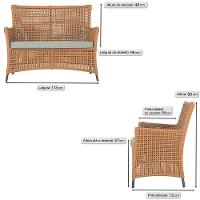 Jogo Sofá 4 Poltronas E Mesa Igapó Preta E3 Trama Original Terra Cota - 2