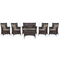 Jogo Sofá 4 Poltronas E Mesa Igapó Marrom E6 Trama Original Marrom - 1