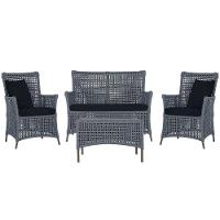 Jogo Sofá 2 Poltronas E Mesa Igapó Marrom E12 Trama Original Prata - 1