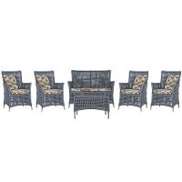 Jogo Sofá 4 Poltronas E Mesa Igapó Fendi E6 Trama Original Prata - 1