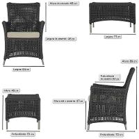 Jogo Sofá 4 Poltronas E Mesa Igapó Fendi E7 Trama Original Preto - 3