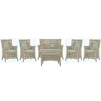 Jogo Sofá 4 Poltronas E Mesa Igapó Marrom E3 Trama Original Rami - 1