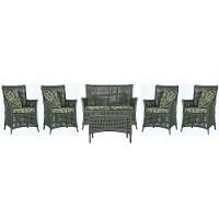 Jogo Sofá 4 Poltronas E Mesa Igapó Marrom E5 Trama Original Verde - 1