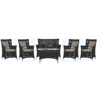 Jogo Sofá 4 Poltronas E Mesa Igapó Fendi E6 Trama Original Preto - 1