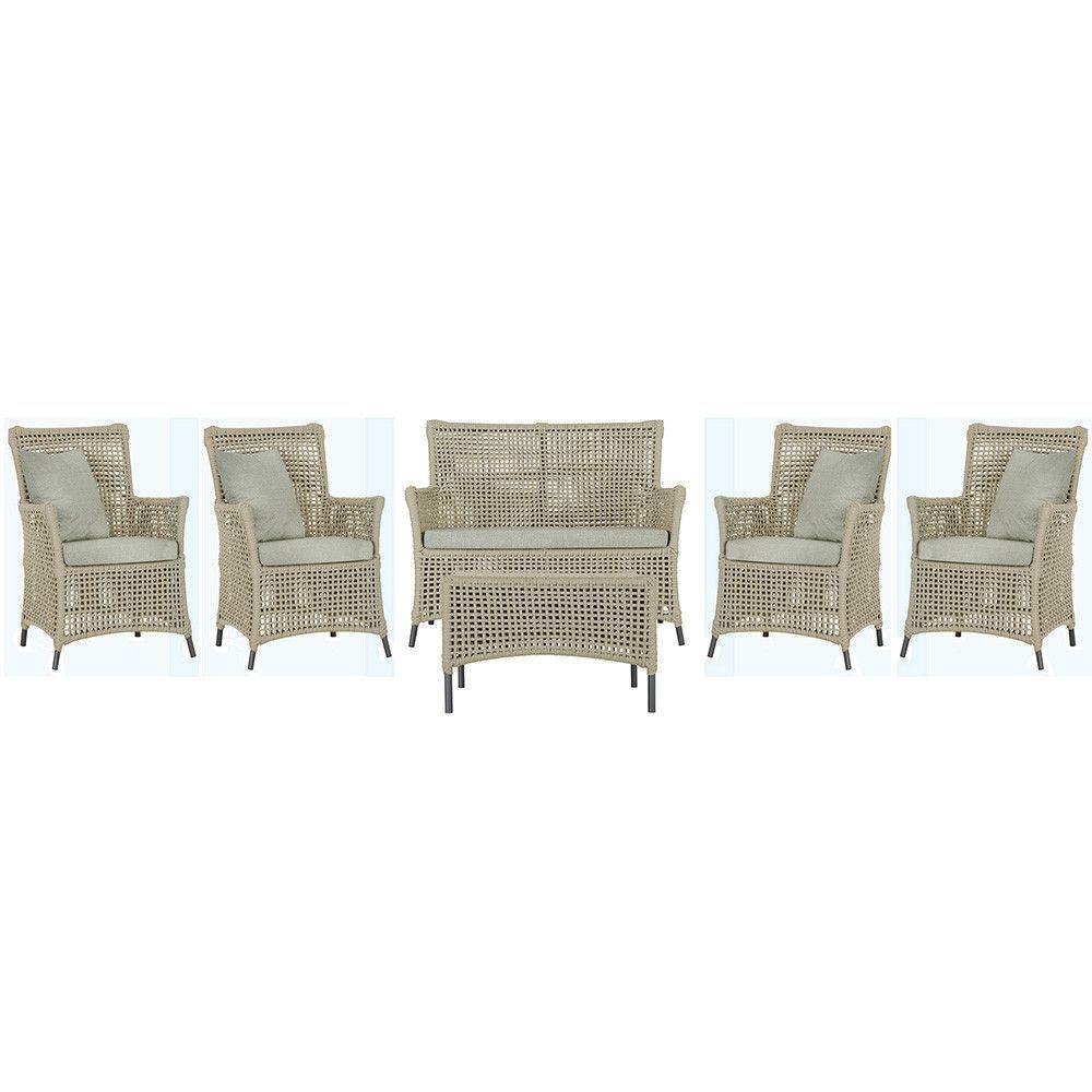 Jogo Sofá 4 Poltronas E Mesa Igapó Preta E3 Trama Original Rami - 1