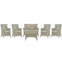 Jogo Sofá 4 Poltronas E Mesa Igapó Preta E3 Trama Original Rami - 1