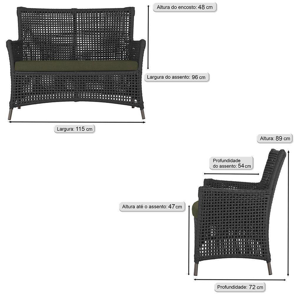 Jogo Sofá 2 Poltronas E Mesa Igapó Marrom E13 Trama Original Preto - 2