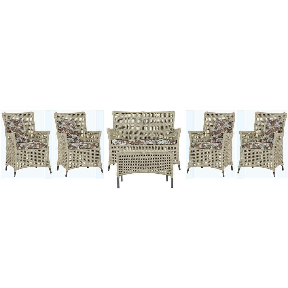 Jogo Sofá 4 Poltronas E Mesa Igapó Preta E6 Trama Original Rami - 1