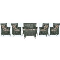 Jogo Sofá 4 Poltronas E Mesa Igapó Fendi E6 Trama Original Verde - 1