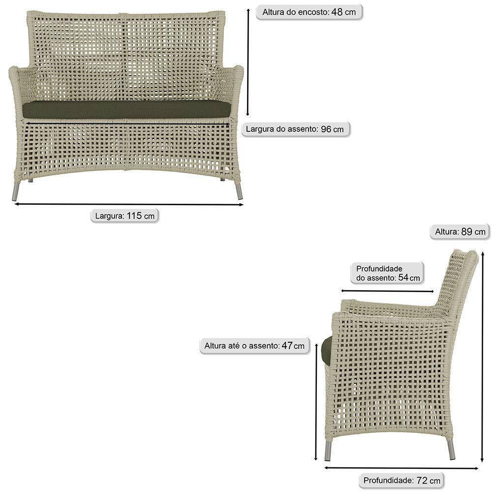 Jogo Sofá 2 Poltronas E Mesa Igapó Fendi E13 Trama Original Rami - 2