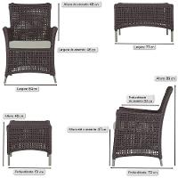 Jogo Sofá 4 Poltronas E Mesa Igapó Fendi E3 Trama Original Marrom - 3