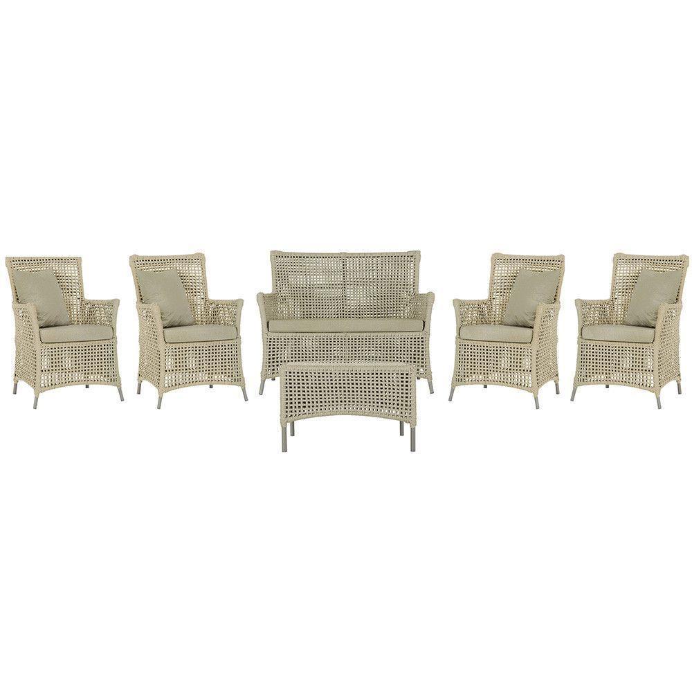 Jogo Sofá 4 Poltronas E Mesa Igapó Fendi E7 Trama Original Rami - 1