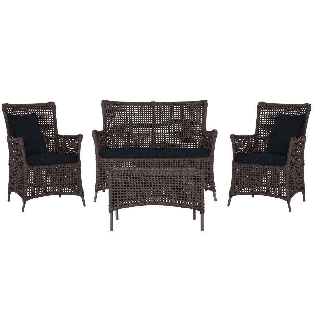 Jogo Sofá 2 Poltronas E Mesa Igapó Marrom E12 Trama Original Marrom - 1