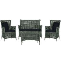 Jogo Sofá 2 Poltronas E Mesa Igapó Fendi E12 Trama Original Verde - 1