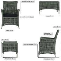 Jogo Sofá 2 Poltronas E Mesa Igapó Fendi E12 Trama Original Verde - 3