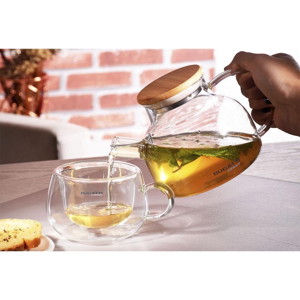 Bule De Vidro Coador De Bico Tampa De Bambu 500ml Bugatti - 3