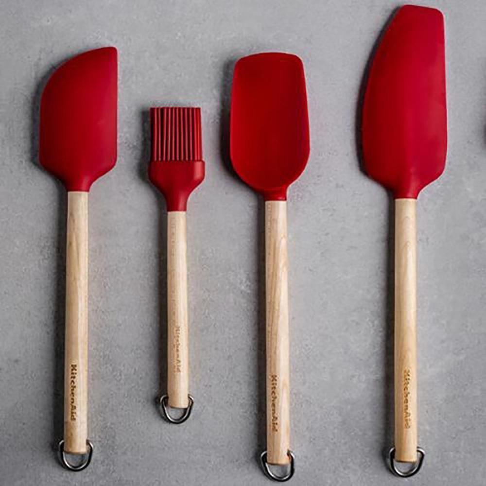 Espátula Colher Bambu Silicone Cozinha Vermelho Kitchenaid - 6