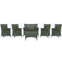 Jogo Sofá 4 Poltronas E Mesa Igapó Marrom E13 Trama Original Verde - 1