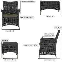 Jogo Sofá 4 Poltronas E Mesa Igapó Fendi E13 Trama Original Preto - 3