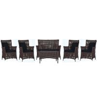 Jogo Sofá 4 Poltronas E Mesa Igapó Preta E12 Trama Original Marrom - 1