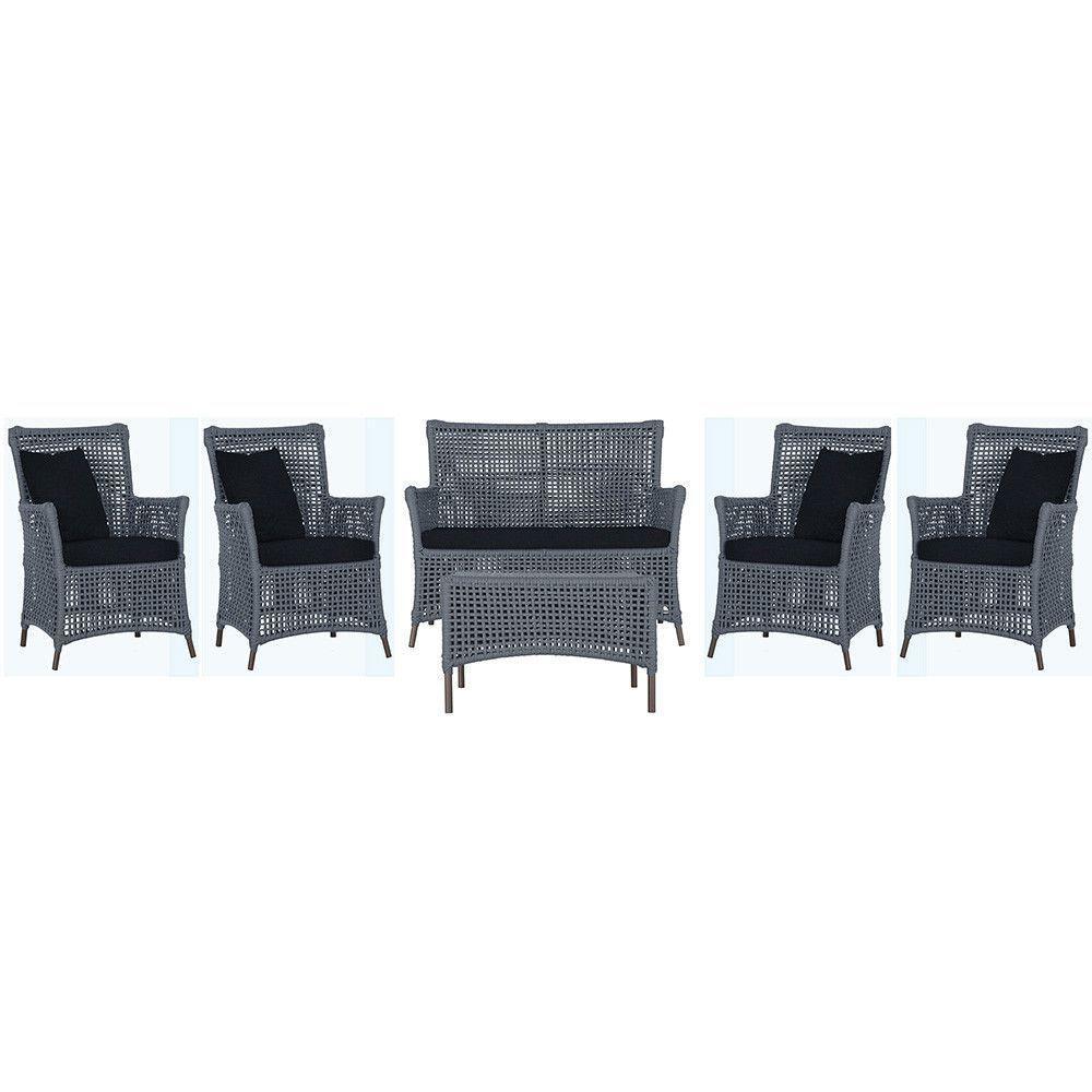 Jogo Sofá 4 Poltronas E Mesa Igapó Marrom E12 Trama Original Prata - 1