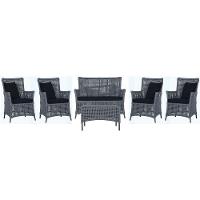 Jogo Sofá 4 Poltronas E Mesa Igapó Marrom E12 Trama Original Prata - 1