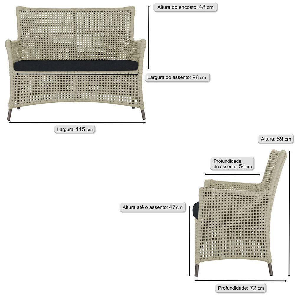 Jogo Sofá 4 Poltronas E Mesa Igapó Marrom E12 Trama Original Rami - 2
